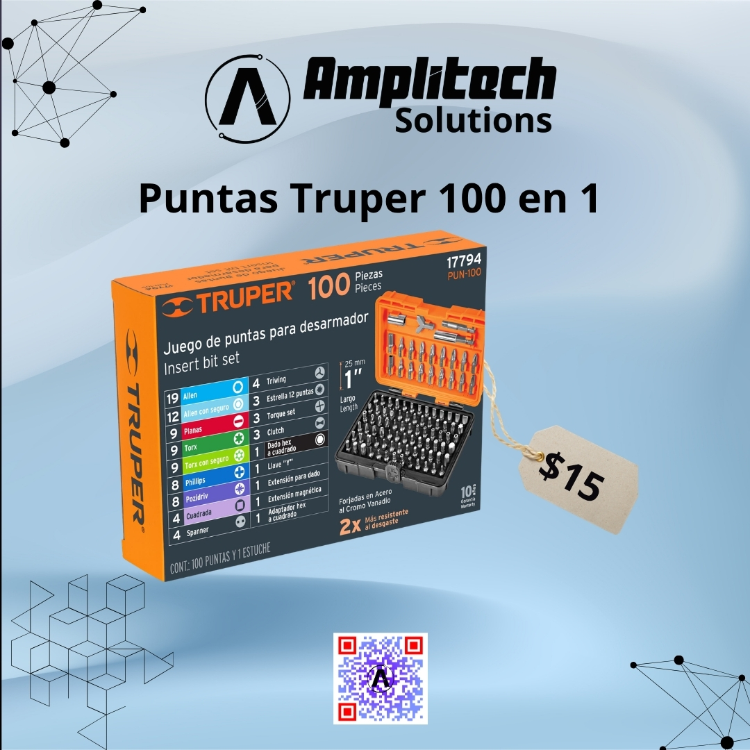 Juego de Puntas y Accesorios para Desarmador Truper 100 en 1