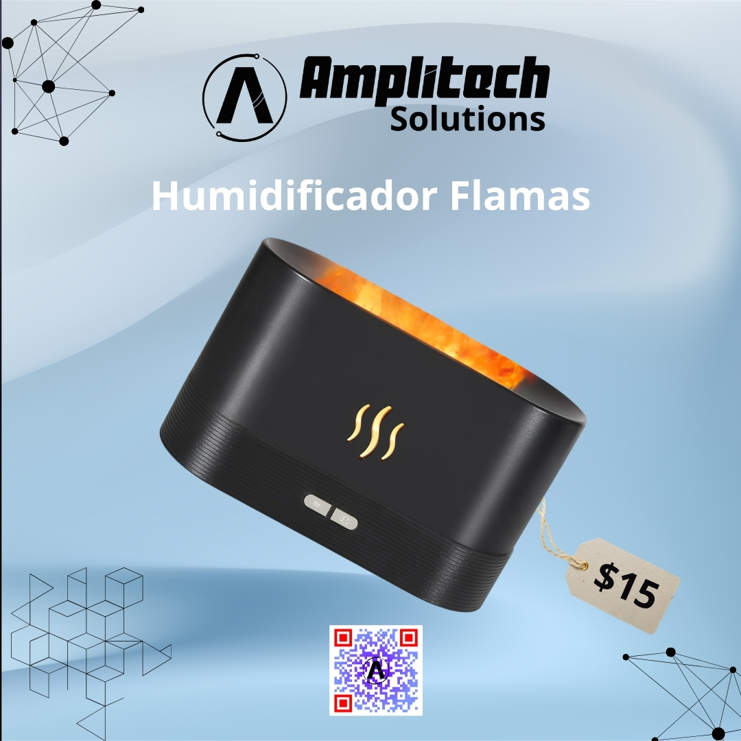 Humidificador de Aire Ultrasónico con Efecto de Llama LED